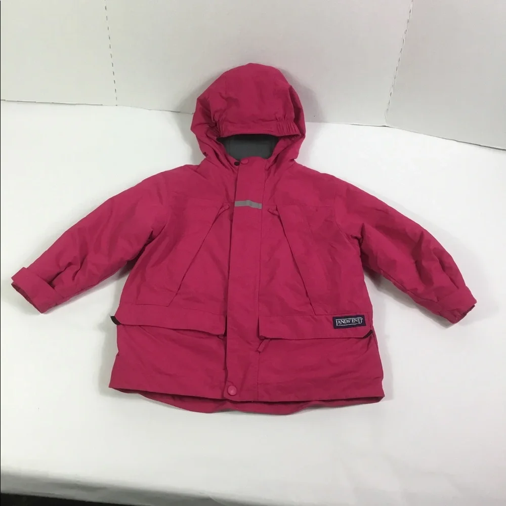 Lands End kids Coat Pink Size S zip up ‎ snap